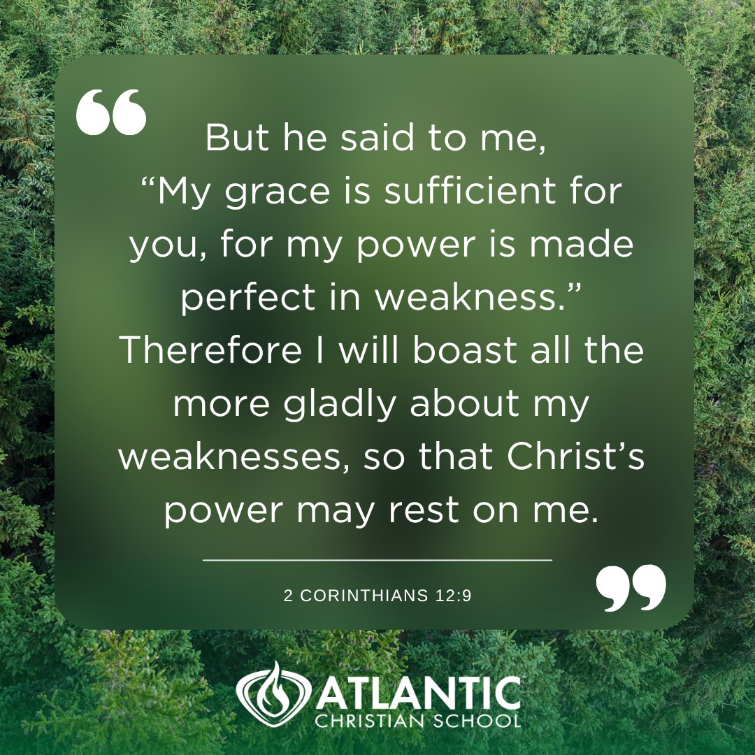'But he said to me, “My grace is sufficient for you, for my power is made perfect in weakness.” Therefore I will boast all the more gladly about my weaknesses, so that Christ’s power may rest on me.' - 2 Corinthians 12:9